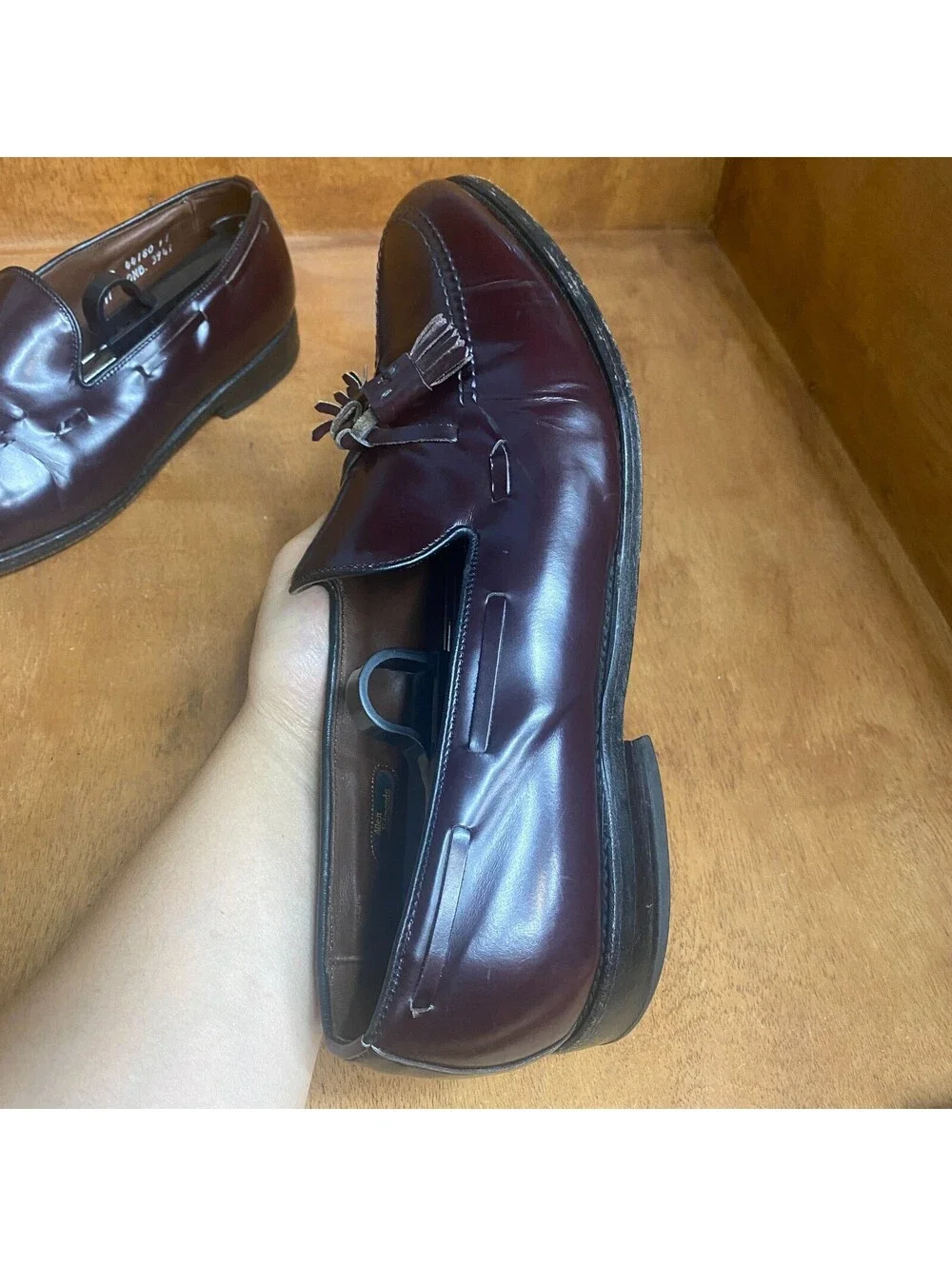 Allen Edmonds Grayson Burgundy Leather Tassel Loafers Men's Dress Shoes 9.5 D